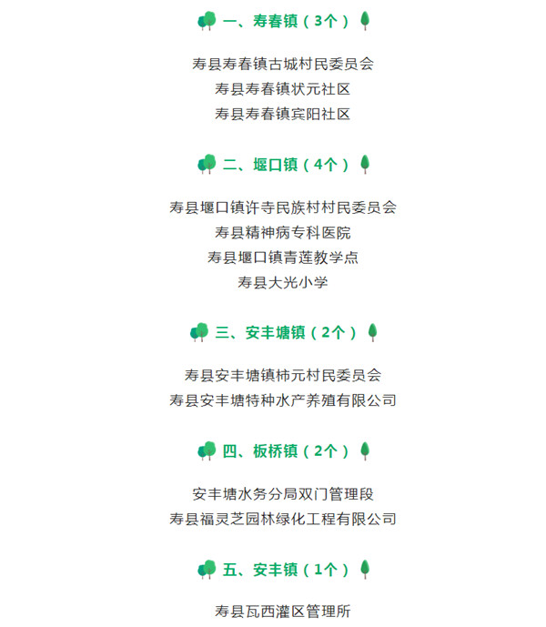 淮南壽縣30家單位擬命名為縣級(jí)“花園式單位”，有你的單位嗎？