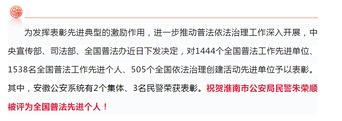 淮南一人入選！全國先進(jìn)！